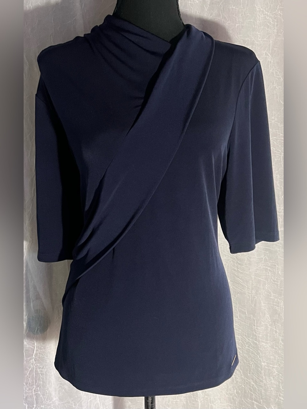 Halston Heritage Navy Twist Front Top